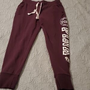 PINK Victoria's Secret Maroon Logo Jogger Sweatpants Size Small